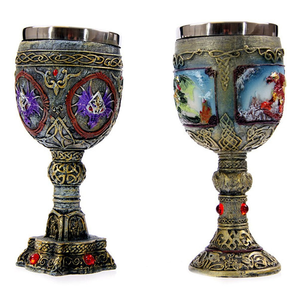 Quality Painted Dragon Goblets x 2