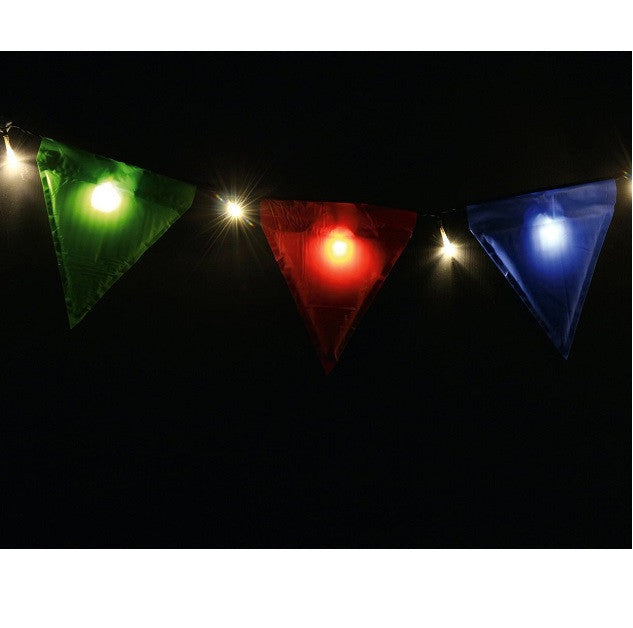 close up of Light Up Bunting with Coloured Flags