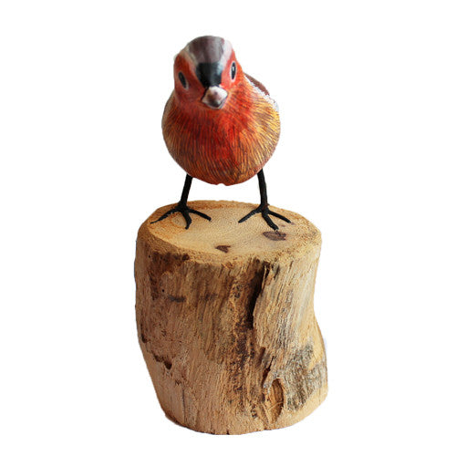 Chaffinch Bird On Wooden Log 12cm