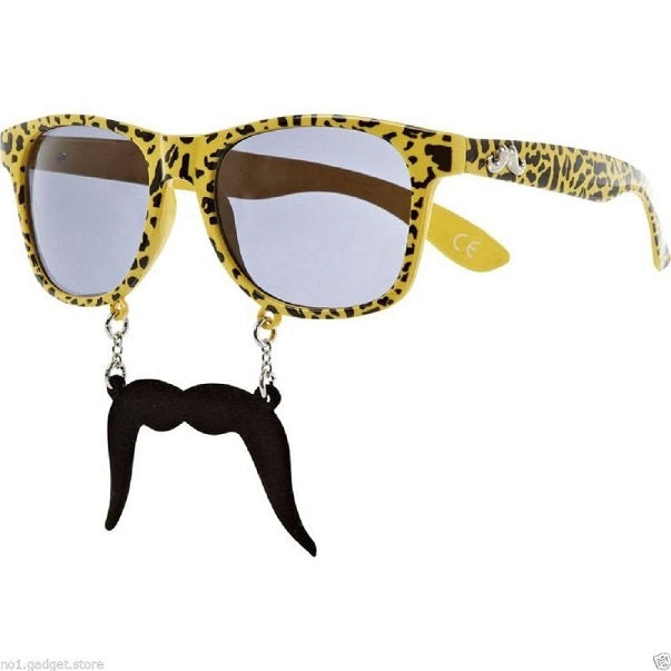 Sun-Staches - Leopard Print Sunglasses with Moustache