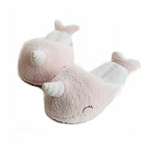 Pastel Pink Narwhal Slippers