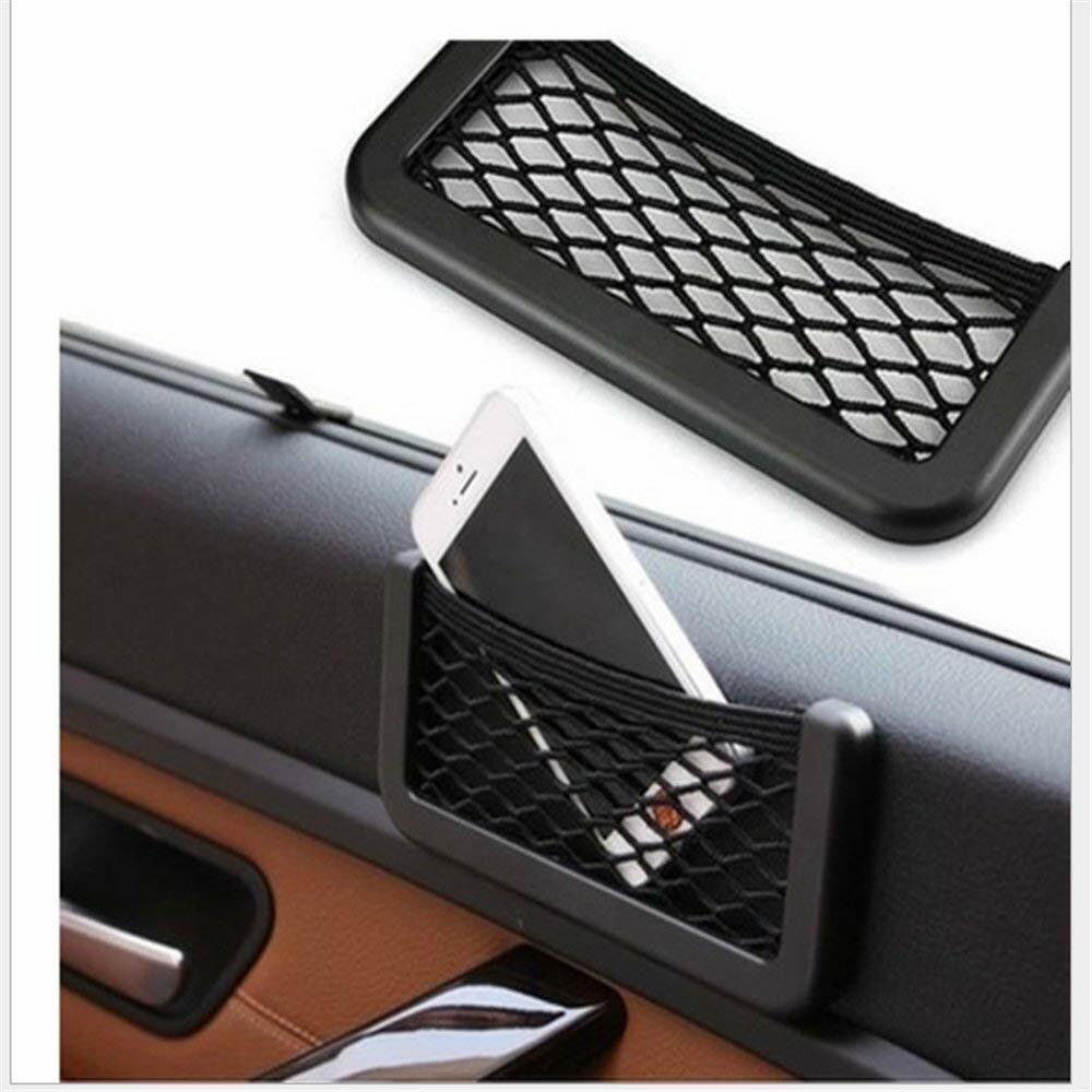 Car String Bag Pocket Storage Organizer, Hard Black Plastic with Strong Net