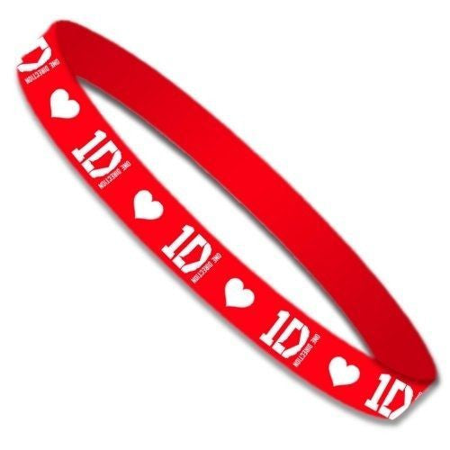 1D One Direction Gummy Red Bracelet Wristband 100% Official