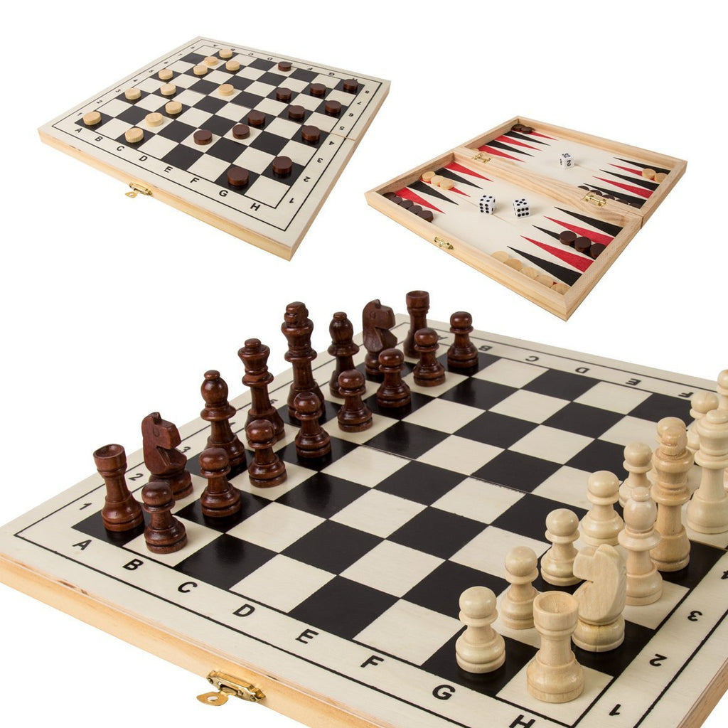 Deluxe 3 in 1 Wooden Games Set