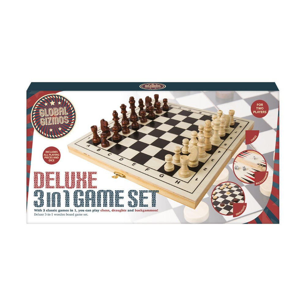 Deluxe 3 in 1 Wooden Games Set