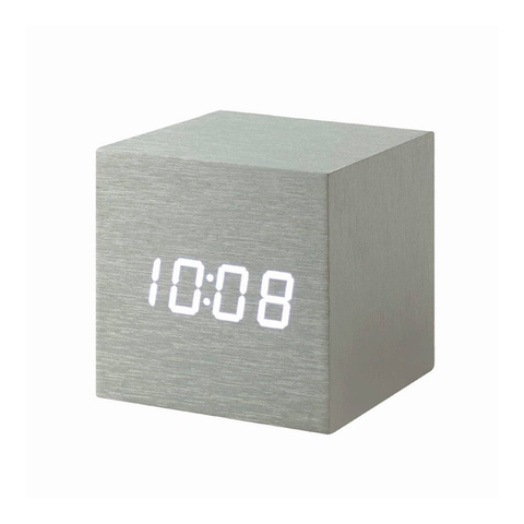 Gingko Aluminum Cube Click Clock with White LED