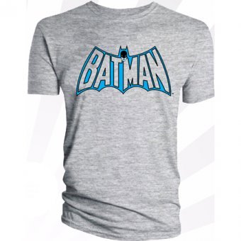 Men's Batman Logo Grey Retro Style T-Shirt