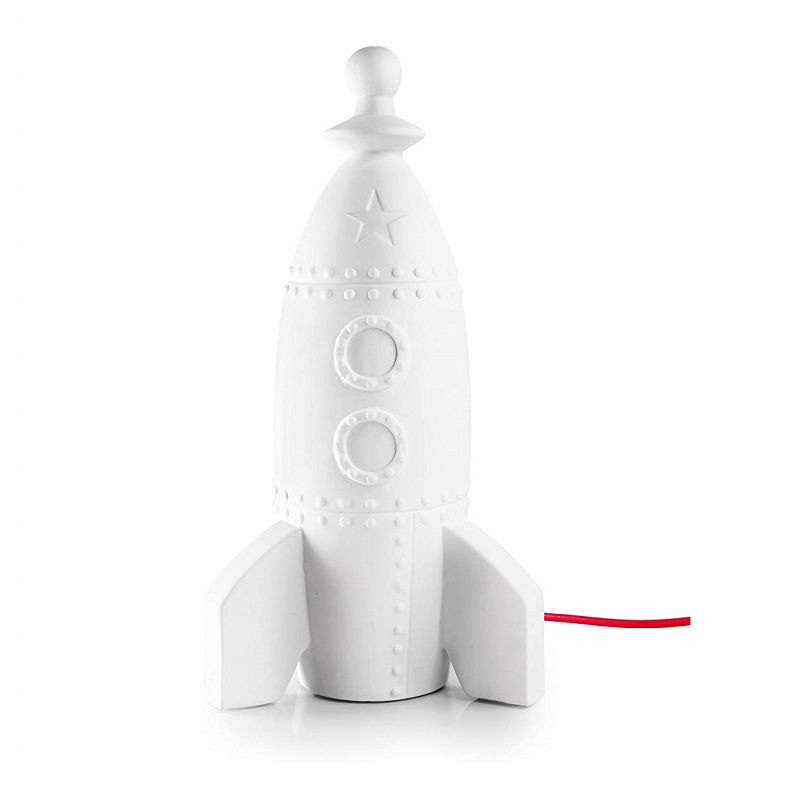 Moon Rocket Porcelain Bedside Lamp Off