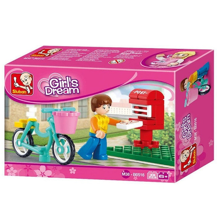 Sluban - Girl's Dream - Bike & Postbox  Building Bricks Set