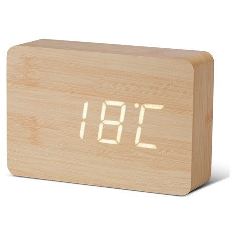 Gingko Brick Click Clock Beech / White LED