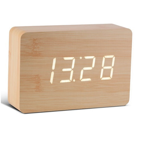 Gingko Brick Click Clock Beech / White LED