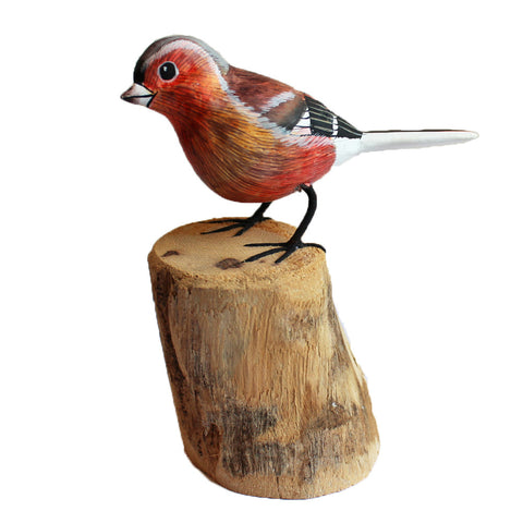 Chaffinch Bird On Wooden Log 12cm