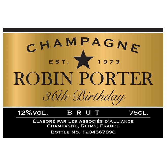Personalised Birthday Black Labels for Champagne (Pack of 2)
