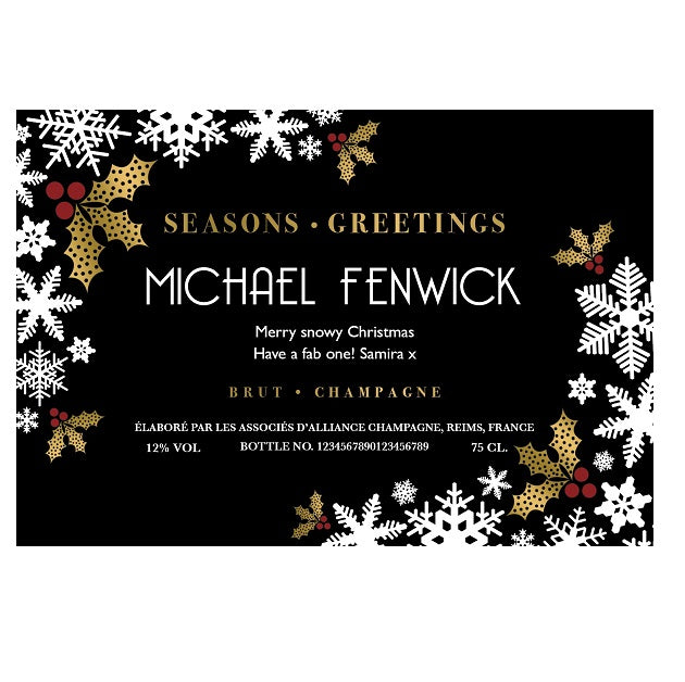 Personalised Christmas Snowflakes Labels for Champagne (Pack of 2)