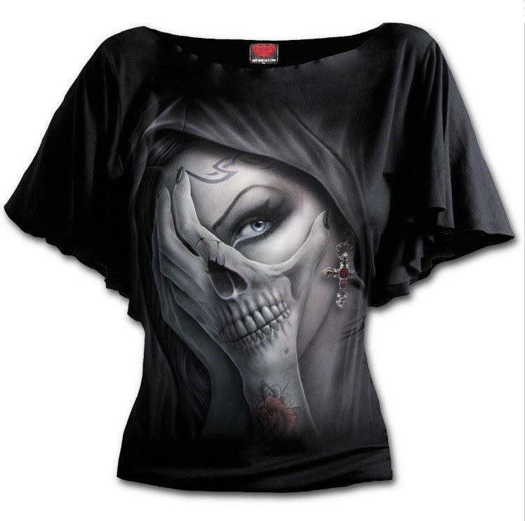 Women's Dead Hand Boat Neck Bat Sleeve Top