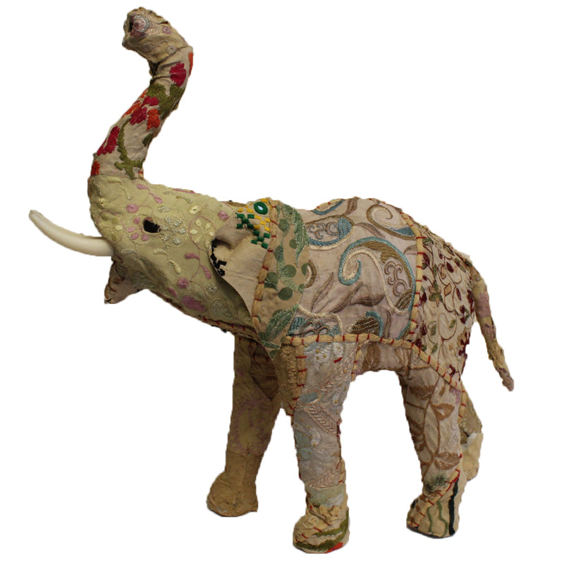 Giant Beige Sari Rascal Elephant Figurine