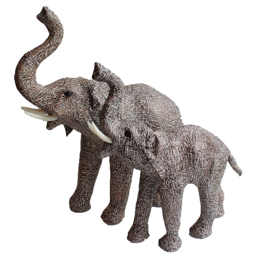 Medium Letter Print Elephant Figurine