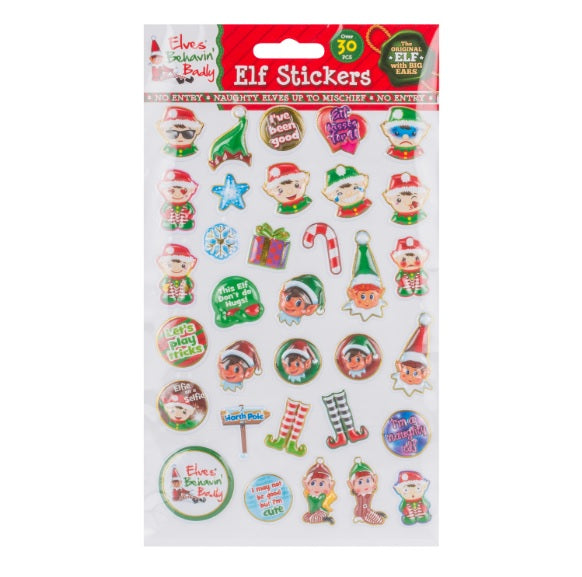 Christmas Elf Stickers 30 Piece Set