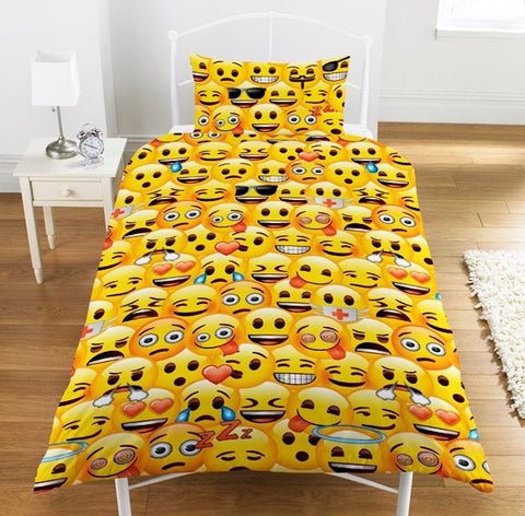 Official Emoji Icons Reversible Single Duvet & Pillow Case Bed Set