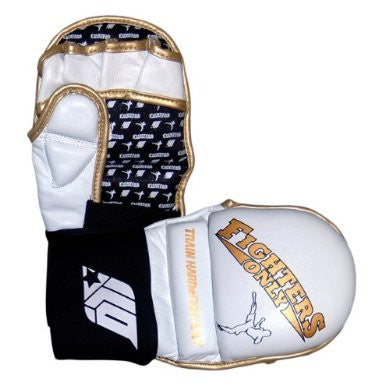 Fighters Only White Leather MMA Safety Gloves -  Small/Medium