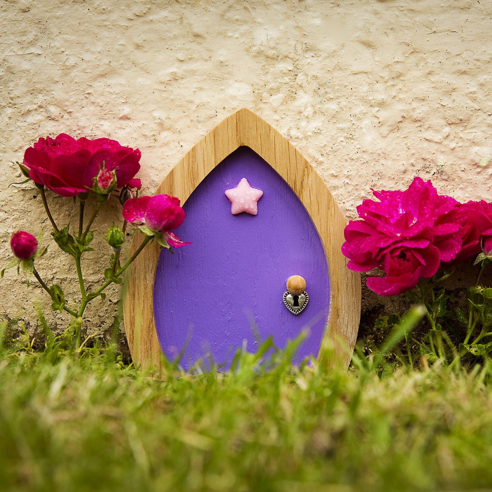 Purple Fairy Door with Star, Key and Magic Fairy Dust
