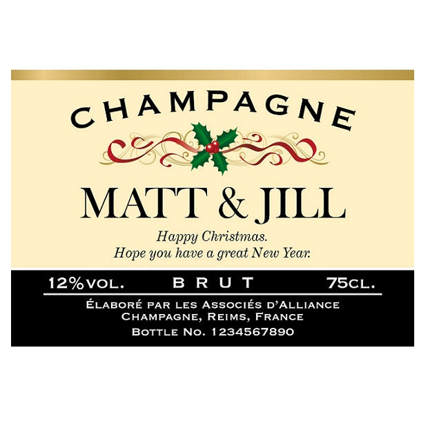 Personalised Festive Labels for Champagne (Pack of 2)
