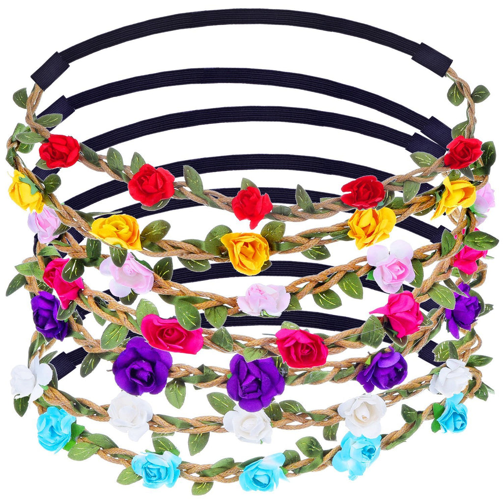 Boho Rose Flower Plaited Stretch Headband Variations
