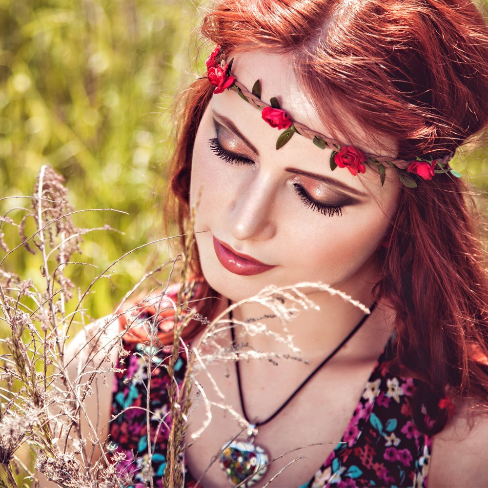 Boho Rose Flower Plaited Stretch Headband Red