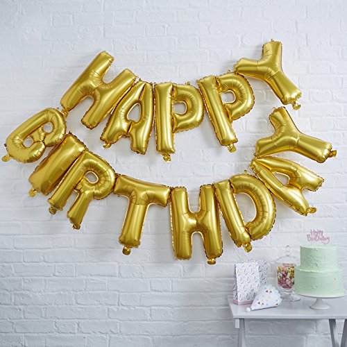 Gold Happy Birthday Foil Balloon Bunting