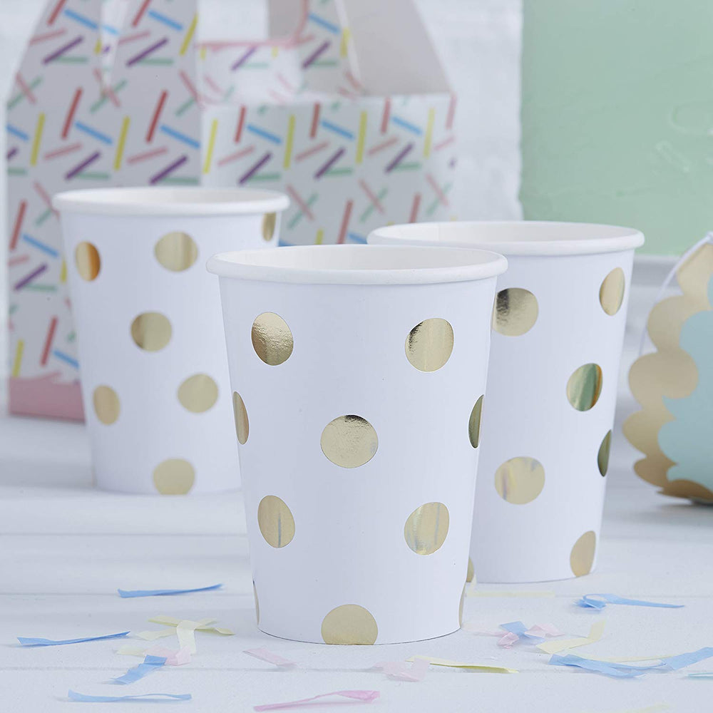 Gold Foil Spotty Paper Cups by Ginger Ray