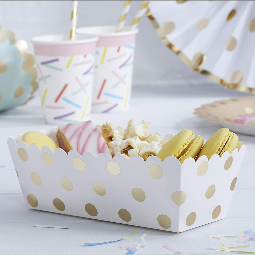 Gold Foil Spotty Paper Snack Trays by Ginger Ray