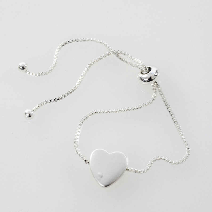 Silver Heart Charm Friendship Bracelet