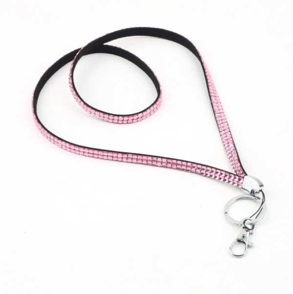 sparkly lanyards Rhinestone Lanyard in Light Pink