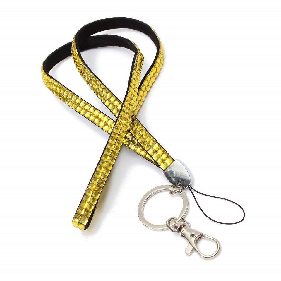 sparkly lanyards Rhinestone Lanyard in Yellow