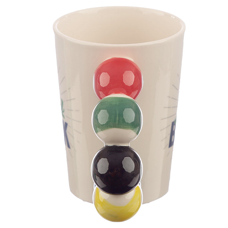 Lucky Break Pool Balls Shaped Handle Ceramic Mug by Puckator Side