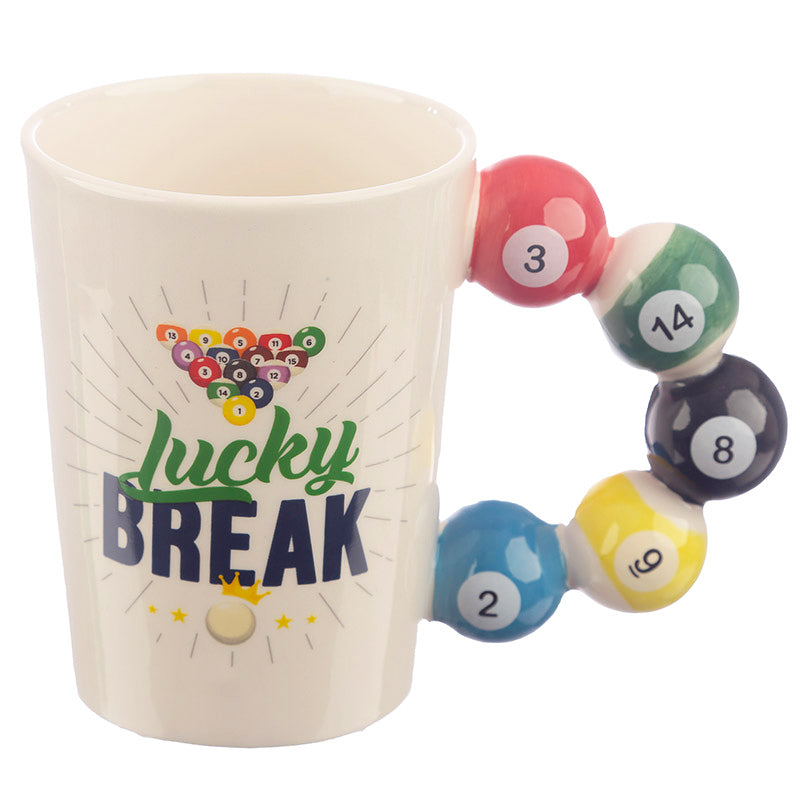 Lucky Break Pool Balls Shaped Handle Ceramic Mug by Puckator