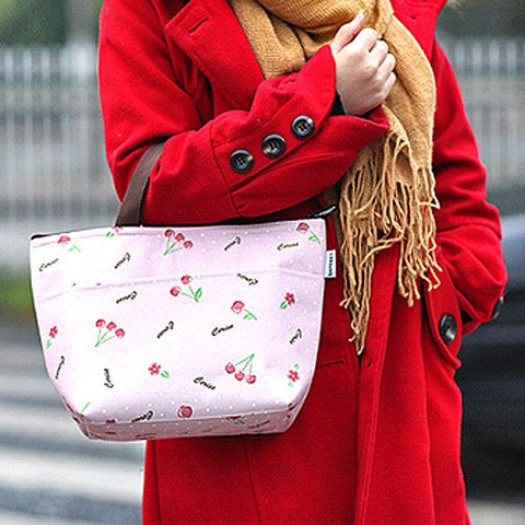 Cherry Pattern Lunch Bag Tote Held