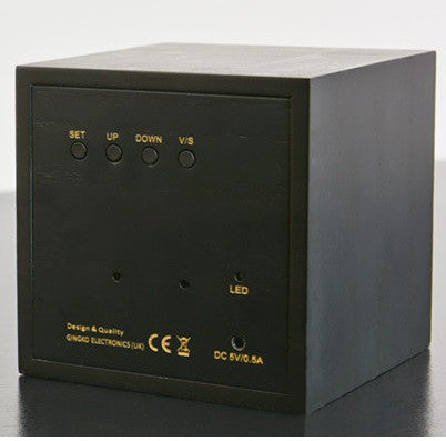 Gingko Maxi Cube Click Clock - Black / Blue LED