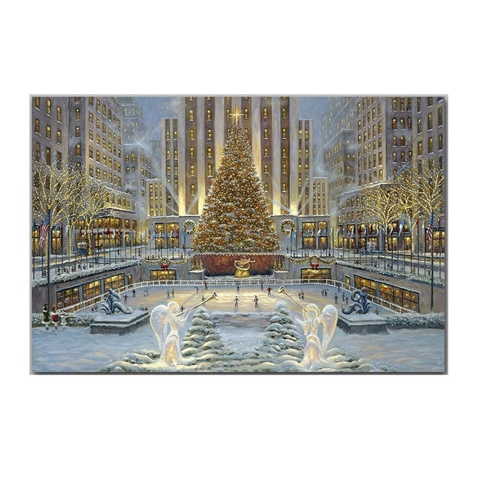 Mini Christmas Tree LED Canvas Wall Art 15cm x 10cm