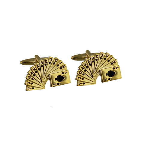 Monte Carlo Gold Tone Cufflinks - Deck of Cards