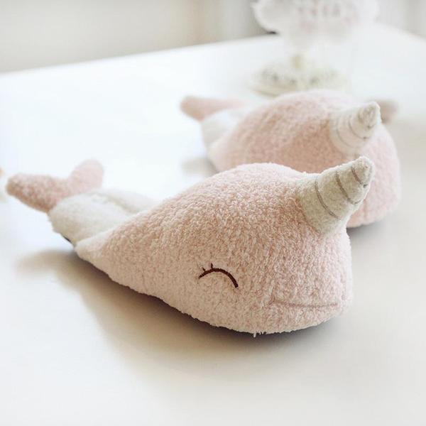 Pastel Pink Narwhal Slippers