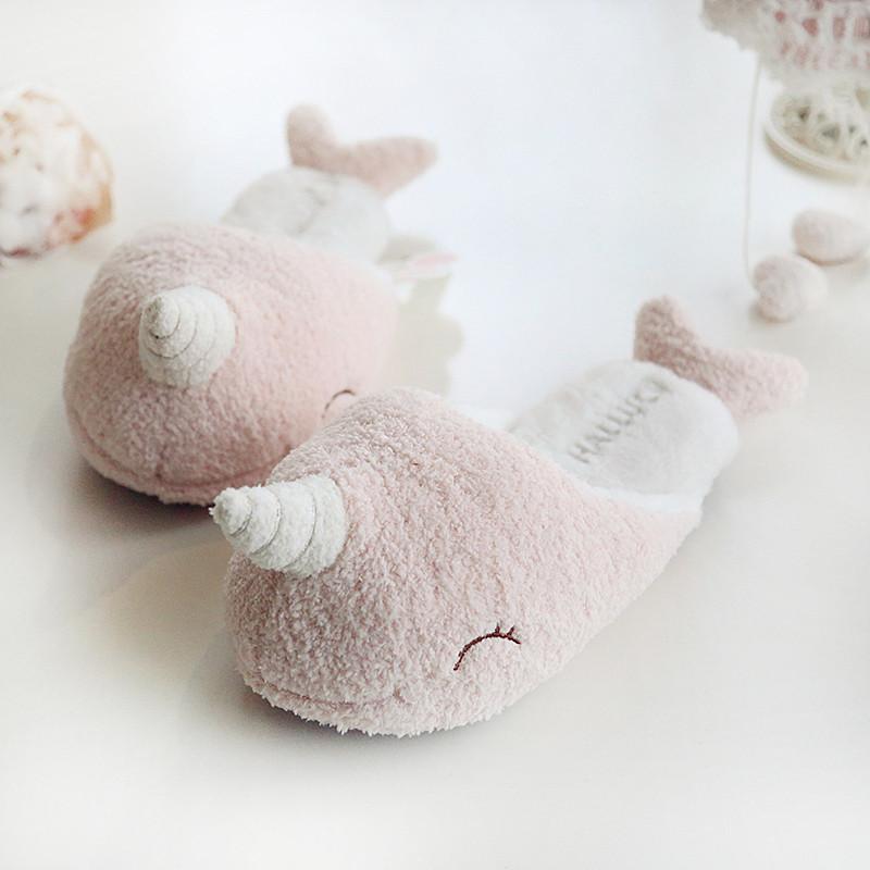 Pastel Pink Narwhal Slippers