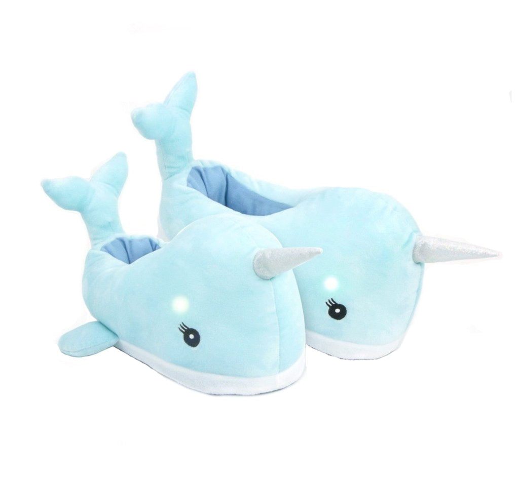 adult narwhal led slippers