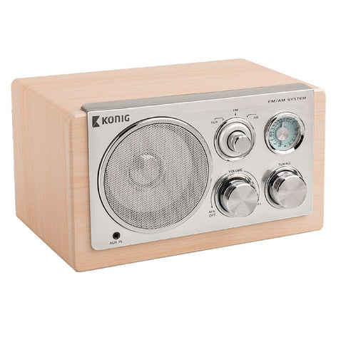 Konig Retro Table Radio AM/FM Light Wood