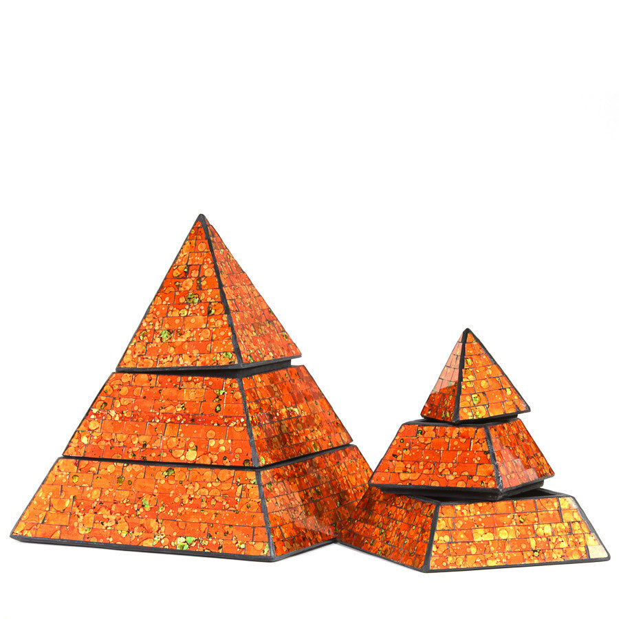 Orange Mosaic Pyramid Jewellery Keepsake Box