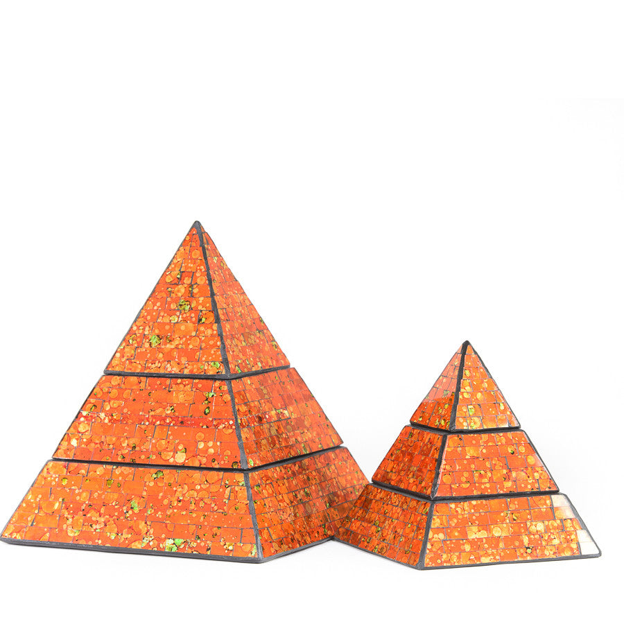 Orange Mosaic Pyramid Jewellery Keepsake Box
