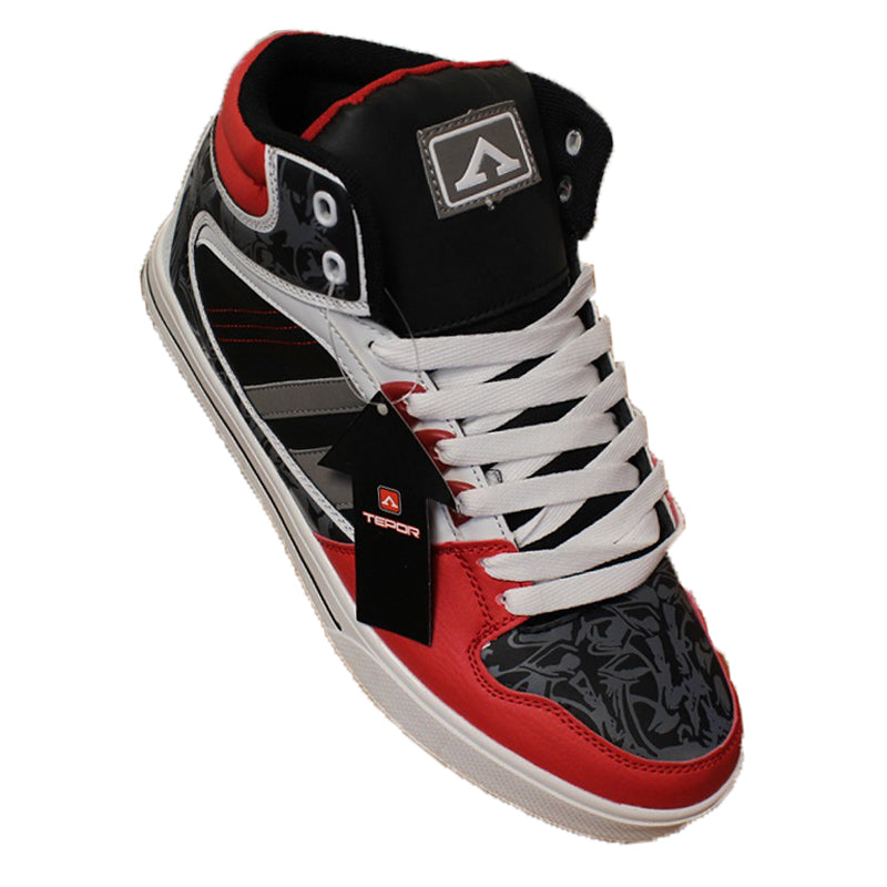 Tepor Men's Hi Top Trainers - Black/Grey/Red