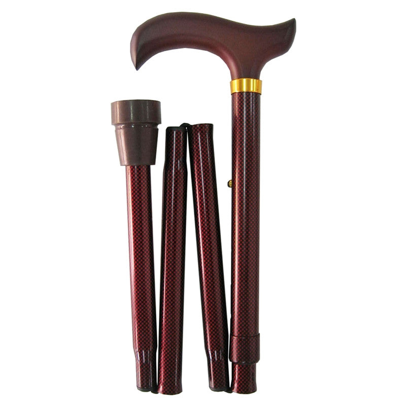 Superior Red Check Compact Folding Walking Stick