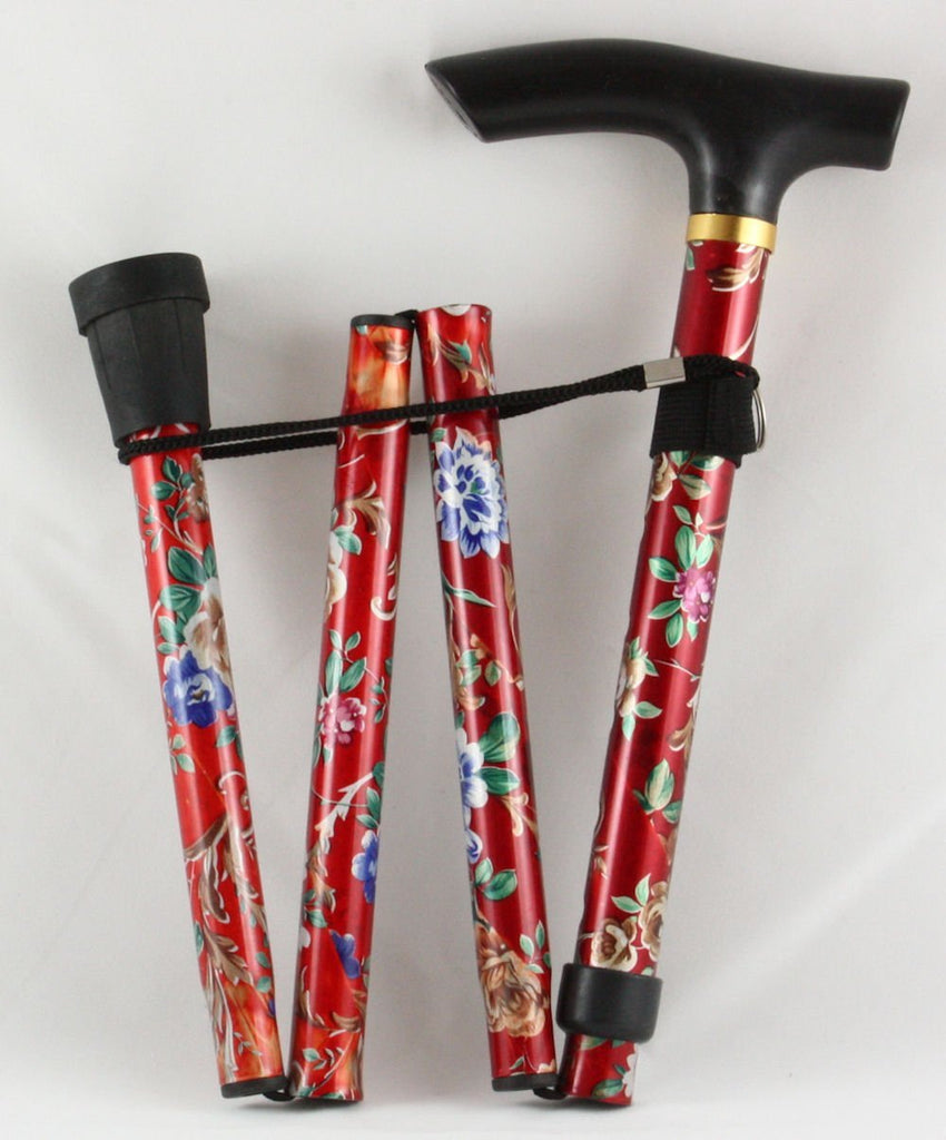 Adjustable Folding Floral Walking Stick