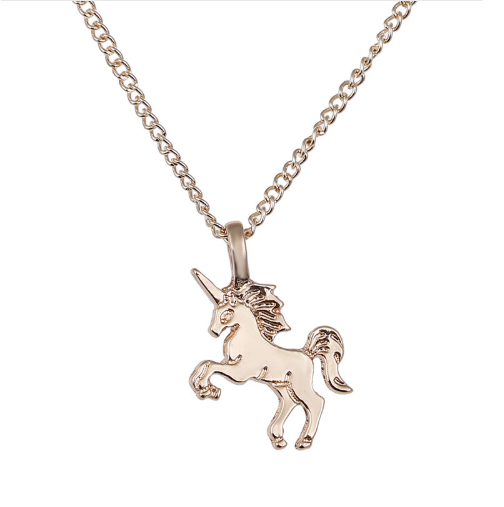 Magical Unicorn Pendant Necklace Rose Gold